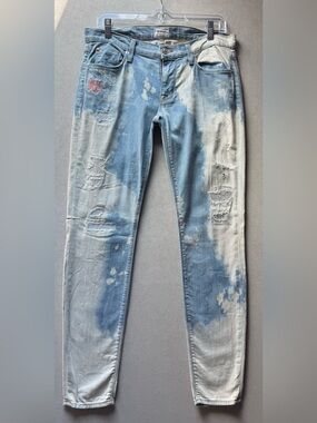 Hudson Krista Super Skinny Light Blue & White Distressed Skinny Jeans